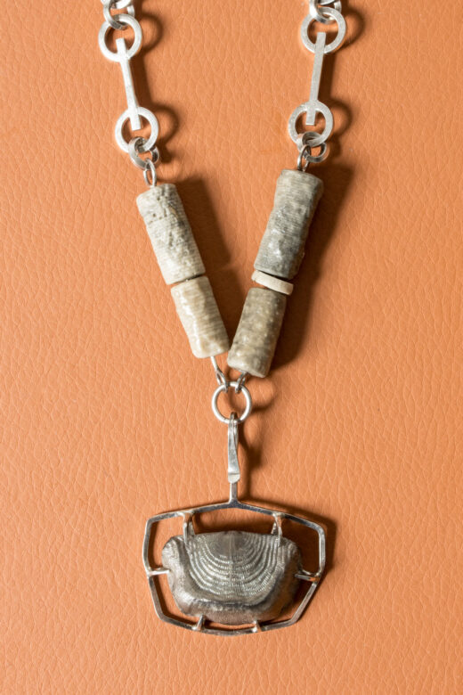 Silver and fossil collier by Ibe Dahlquist